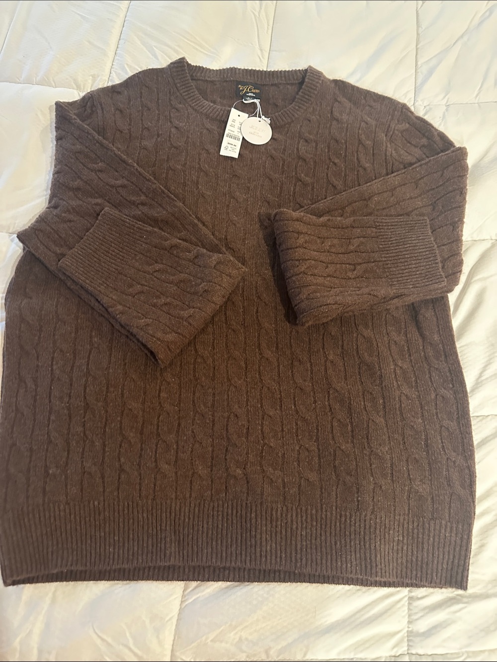 Jcrew cashmere cable knit sweater brown